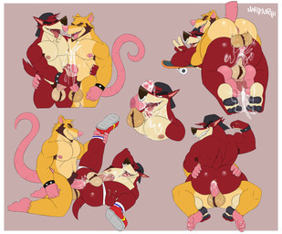 after_oral all_fours alternative_fashion anal anal_orgasm anal_penetration anthro anthro_on_anthro anthro_penetrated anthro_penetrating anthro_penetrating_anthro anus armpit_hair backsack backwards_hat ball_tuft balls beard biceps big_butt big_penis bodily_fluids body_hair bracelet bubble_butt buckteeth butt butt_grab claws clothing cocky cocky_smile cowgirl_position cum cum_from_nose cum_in_ass cum_in_mouth cum_in_nose cum_inside cum_on_balls cum_on_belly cum_on_body cum_on_butt cum_on_chest cum_on_face cum_on_feet cum_on_neck cum_on_own_face cum_on_penis cum_on_self cum_on_tongue cum_while_penetrated cumshot darkened_balls darkened_genitalia deltoids devil_horns_(gesture) disembodied_penis dominant dominant_anthro dominant_male duo ear_piercing ejaculation eye_contact eyebrow_scar eyebrows eyes_closed facial_hair facial_piercing facial_scar fangs feet fellatio flexing flexing_bicep foot_fetish foot_play footjob footjob_while_penetrating footwear from_behind_position from_front_position frottage fur genital_fluids genitals gesture glistening glistening_butt grin half-closed_eyes hand_behind_head hand_gesture hand_on_butt handjob hands-free hat hat_only headgear headgear_only headwear headwear_only humanoid_genitalia humanoid_penis interspecies jewelry jock jockstrap kneeling leg_grab legs_up looking_at_another looking_at_partner looking_back looking_down looking_pleasured looking_up lying male male/male male_penetrated male_penetrating male_penetrating_male manly masturbation missionary_position mostly_nude multiple_poses muscular muscular_anthro muscular_bottom muscular_male narrowed_eyes nipple_piercing nipples nose_piercing nose_ring nude on_back on_bottom on_top open_mouth open_smile oral orgasm pawpads paws pecs penetration penile penile_penetration penis penis_in_ass penis_in_mouth penis_on_face penises_touching perching_position perineum piercing pink_body pose pubes punk rat_tail rear_view red_body red_eyes red_fur ring_piercing scar sex sharp_teeth shoes skateboard smile socks spiked_bracelet spikes spread_legs spreading standing submissive submissive_anthro submissive_male tail tan_body tan_fur teeth thick_eyebrows tongue tongue_out toony triceps tuft underbite underwear vehicle unrealrui atlus go!_go!_hypergrind sega alan_nezumi decker canid canine canis mammal murid murine rat rodent wolf 2025 absurd_res hi_res