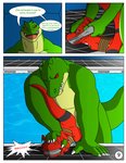 ambiguous_gender anal anthro bandai_namco bound comic crocodile crocodilian detailed_background dialogue digimon digimon_(species) digiphilia digital_media_(artwork) dragon duct_tape duct_tape_gag duo explicitly_stated_nonconsent forced gag gagged genitals guilmon hector21314 hi_res inside interspecies male male/ambiguous male/male male_penetrated male_penetrating male_penetrating_male mythological_creature mythological_scalie mythology penetration penis rape reptile scalie sex size_difference smaller_ambiguous spanish_text speech_bubble swimming_pool tail tape tape_gag text translated water