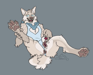 4_toes 5_fingers anatomically_correct anatomically_correct_genitalia anatomically_correct_penis anatomically_correct_vulva animal_genitalia animal_penis animal_vulva anthro anus arm_markings aroused athletic biped blue_eyes blue_kerchief blue_latex bodily_fluids bodysuit brown_body brown_fur butt canine_genitalia canine_penis canine_vulva claws clothed clothing curled_tail curved_tail digitigrade dripping ear_markings erection feet finger_claws fingers flat_chested fluffy fluffy_tail fur fur_markings genital_fluids genitals hand_on_leg hand_on_own_leg holding_leg holding_raised_leg intersex intersex_anthro kerchief latex latex_bodysuit latex_clothing latex_skinsuit leaking leaking_penis leaking_precum leaking_vagina lying maleherm maleherm_anthro markings monotone_anus monotone_feet monotone_genitals monotone_hands monotone_inner_ear monotone_markings monotone_penis monotone_tail multicolored_body multicolored_ears multicolored_fur on_back on_ground one_leg_up open_mouth pawpads paws penis pink_anus pink_pawpads pink_tongue pink_vulva precum precum_drip precum_from_penis precum_in_pussy precum_on_own_penis precum_on_pussy precum_on_self presenting presenting_anus presenting_penis presenting_sheath presenting_vulva raised_leg red_penis sharp_teeth sheath shoulder_markings simple_background skinsuit solo spots spotted_body spotted_fur spread_legs spreading tail tan_body tan_ears tan_feet tan_fur tan_hands tan_markings tan_paws tan_tail teeth three-quarter_view tight_clothing toe_claws toes tongue two_tone_body two_tone_ears two_tone_fur vulva white_body white_ears white_fur white_sheath felilune third-party_edit skylar_(character) canid canine canis domestic_dog husky hybrid mammal nordic_sled_dog spitz tervuren 2026 colored_sketch digital_drawing_(artwork) digital_media_(artwork) hi_res sketch nonbinary_(lore)