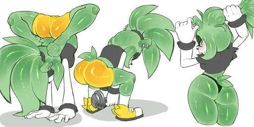 anthro athletic big_butt black_nose blue_eyes bottomwear bracelet breasts butt camel_toe clothing crouching dumbbell ear_piercing eyelashes female flexible footwear fur gloves green_body green_fur grey_clothing grey_topwear handwear jewelry looking_at_viewer looking_back looking_back_at_viewer medium_breasts multiple_poses panties piercing pose rear_view shoes shorts socks solo thick_thighs topwear underwear upside_down weights white_body white_clothing white_footwear white_fur white_gloves white_handwear white_socks wide_hips yellow_bottomwear yellow_clothing yellow_footwear yellow_shoes yellow_shorts mayghely idw_publishing sega sonic_the_hedgehog_(comics) sonic_the_hedgehog_(idw) sonic_the_hedgehog_(series) surge_the_tenrec afrosoricid mammal tenrec absurd_res hi_res