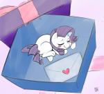 box container female feral heart_symbol horn letter solo young mrw32 friendship_is_magic hasbro my_little_pony mythology rarity_(mlp) equid equine mammal mythological_creature mythological_equine unicorn digital_media_(artwork) hi_res