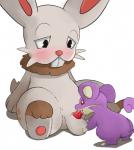 ambiguous_gender balls blush duo erection feral feral_on_feral fur genitals male male/ambiguous nude open_mouth penis simple_background spittle luckypupa nintendo pokemon bunnelby generation_1_pokemon generation_6_pokemon lagomorph mammal pokemon_(species) rattata rodent