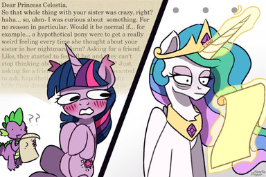blush crown eye_bags female feral group headgear horn letter male male/female parchment regalia scroll simple_background tired tired_eyes trio wings writing_text simpledoggoarts friendship_is_magic hasbro my_little_pony mythology princess_celestia_(mlp) spike_(mlp) twilight_sparkle_(mlp) dragon equid equine mammal mythological_creature mythological_equine mythological_scalie scalie unicorn winged_unicorn hi_res