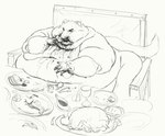 anthro arm_rolls belly belly_rolls big_belly big_cheeks bodily_fluids chair chicken_meat chubby_cheeks container cup double_chin drooling eating fat_rolls food furniture holding_food holding_object huge_belly huge_cheeks male meat messy messy_eater moobs morbidly_obese morbidly_obese_anthro morbidly_obese_male neck_rolls nude obese obese_anthro obese_male overweight overweight_anthro overweight_male plate saliva sauce sitting solo table cettus mammal mink mustelid musteline true_musteline 2020 sketch