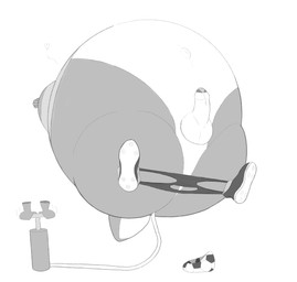 air_inflation air_pump air_pump_in_butt anthro ball belly belly_expansion big_belly bodily_fluids body_inflation butt cleats clothing disembodied_hand erection expansion floating foreskin genital_fluids genitals ghost_hand hose hose_in_butt hose_inflation huge_belly humanoid_genitalia humanoid_penis hyper hyper_belly hyper_inflation immobile inflation male navel penis precum soccer_ball soccer_uniform solo spherical_inflation sportswear tail three-quarter_view uniform ottorb mario_bros nintendo yoshi 2025 absurd_res hi_res monochrome