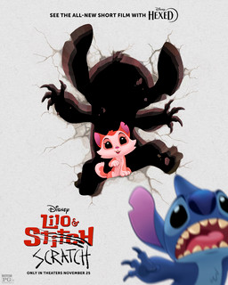 4_fingers black_eyes blue_body blue_claws blue_fur blue_nose claws destroyed_wall eyelashes facial_tuft female finger_claws fingers fur head_tuft male motion_blur notched_ear pink_body pink_fur pointy_ears poster prick_ears red_body red_fur red_nose running sharp_teeth teeth text tuft unknown_artist disney lilo_and_stitch scratch_(lilo_and_scratch) stitch_(lilo_and_stitch) alien domestic_cat experiment_(lilo_and_stitch) felid feline felis mammal 2026 english_text hi_res official_art