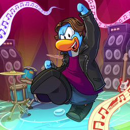 anthro bass_drum bass_guitar black_clothing black_footwear black_shoes blue_body blue_bottomwear blue_clothing blue_pants blue_skin bottomwear brown_hair clothed clothing cymbals drum drum_set facial_hair footwear goatee guitar hair jacket jumping looking_at_viewer male musical_instrument musical_note musical_symbol open_clothing open_jacket open_mouth open_topwear pants percussion_instrument plucked_string_instrument purple_clothing purple_shirt purple_topwear shirt short_hair solo speaker string_instrument symbol tom_drum topwear upper_teeth_only relampago686 club_penguin avian bird penguin 1:1 hi_res