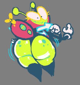 ambiguous_gender antennae_(anatomy) anthro big_butt butt clothing gloves green_body handwear looking_back multi_arm multi_limb rear_view solo thick_thighs solsticespaghetti arthropod insect