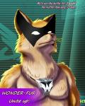 4:5 anthro bodily_fluids canid canine crying english_text fox fursecution_fox jewelry male mammal mask necklace pendant platinumgames solo taurin_fox tears text the_wonderful_101