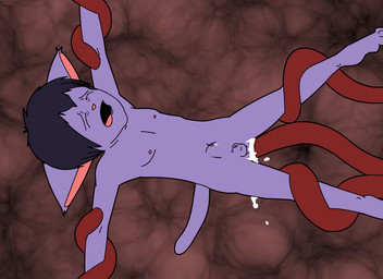 abdominal_bulge anal anal_penetration anthro balls bodily_fluids crying flaccid forced genitals hair male navel nipples nude open_mouth penetration penis pink_nipples purple_body purple_skin rape sex simple_background solo tears tentacle_rape tentacle_sex tentacles textured_background young young_anthro nosantee domestic_cat felid feline felis mammal 2010 animated animated_webp digital_media_(artwork) loop