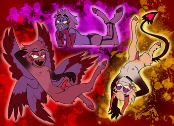 clothing digit_ring genitals jewelry lingerie looking_at_viewer male multi_wing nude penis pose ring sharp_teeth small_penis solo teeth wedding_ring wings chimeracocks hazbin_hotel hellaverse lucifer_(hazbin_hotel) angel demon humanoid satyr seraph_(angel) hi_res pinup