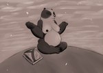 anthro belly big_belly book breasts crosslegged_pose female meditation nipples pregnant simple_background slightly_chubby solo thick_thighs sabrotiger hasbro littlest_pet_shop littlest_pet_shop_(2012) penny_ling bear giant_panda mammal 2017 black_and_grey digital_media_(artwork) monochrome