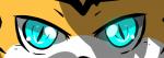 ambiguous_form ambiguous_gender black_body black_fur black_nose blue_eyes close-up eye_shot fur glowing glowing_eyes looking_at_viewer multicolored_body multicolored_fur pupils slit_pupils solo stare white_body white_fur yellow_body yellow_fur toruu toruu_(character) felid mammal pantherine tiger hi_res