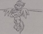 bar chin_up clenched_teeth cutie_mark doesnotexist equid equine feathered_wings feathers female friendship_is_magic hasbro hi_res hooves mammal mane monochrome my_little_pony mythological_creature mythological_equine mythology pegasus pen_(artwork) solo spitfire_(mlp) teeth traditional_media_(artwork) wings wonderbolts_(mlp)