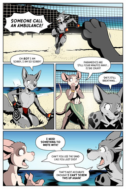 anthro beach bodily_fluids border bracelet breasts clothed clothing crying desperation dialogue digitigrade female fingerless_gloves foam gloves group handwear jewelry net running sand tattoo tears teeth text tongue topless trio volleyball_net water white_border worried rick_griffin dari_(rick_griffin) ideka sakitori canid canine canis felid mammal mouse murid murine pantherine rodent wolf 2024 2:3 english_text hi_res