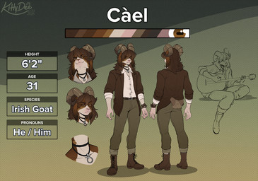 anthro biped bottomwear butt claws clothed clothed_anthro clothed_male clothing fingers front_view fully_clothed fully_clothed_anthro fully_clothed_male fur hair horn looking_at_viewer male rear_view simple_background sitting solo standing tail text topwear kittydee bovid caprine goat mammal 2026 digital_drawing_(artwork) digital_media_(artwork) english_text