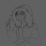 anthro beanie clothing eating eyewear food glasses hair hat headgear headwear holding_object jacket long_hair male shirt simple_background solo species_transformation tail text topwear transformation whiskers kawattame voices_of_the_void dr._kel alien alien_humanoid ariral felid feline human humanoid mammal animated digital_media_(artwork) hi_res monochrome