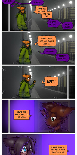 anthro blue_eyes dialogue duo eyewear female glasses green_eyes male male/female text james_howard patreon agatha_(james_howard) alphonse_(james_howard) cougar domestic_cat felid feline felis mammal absurd_res comic english_text hi_res url
