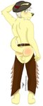 absurd_res anthro balls big_balls bird_dog blonde_hair blush body_blush butt butt_blush canid canine canis chaps chaps_only chin_tuft clothing cowboy cowboy_hat digital_media_(artwork) domestic_dog embarrassed facial_tuft fur genitals golden_retriever great_dane green_eyes hair hat headgear headwear hi_res hunting_dog looking_at_viewer male mammal mastiff mature_male mixed_breed molosser muscular muscular_male paws retriever solo stanley_(zer0rebel4) tuft yellow_body yellow_fur zer0rebel4