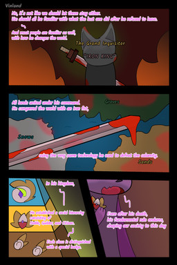 anthro badge blood blood_on_object blood_on_sword blood_on_weapon bodily_fluids dialogue fantasy gore map melee_weapon open_mouth semi-anthro speech_bubble sword text weapon vinland nintendo pokemon pokemon_mystery_dungeon spike_chunsoft visionary_(vinland) ambiguous_species eeveelution espeon generation_2_pokemon pokemon_(species) 2:3 absurd_res artist_name comic cover_art english_text hi_res story