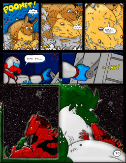 anthro big_breasts big_muscles body_size_growth breasts female giga group growth_lines huge_breasts huge_muscles hyper hyper_muscles kissing macro male motion_lines muscular muscular_female muscular_male outgrowing_clothes size_difference size_transformation space speech_bubble spikes spikes_(anatomy) text transformation dnapalmhead redsaber third-party_edit mythology avian bird dragon kangaroo macropod mammal marsupial mythological_creature mythological_scalie scalie comic english_text
