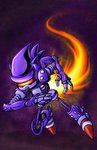 anthro blue_body blue_skin fire flying machine male purple_background red_eyes simple_background solo sirlenward sega sonic_the_hedgehog_(series) super_mario_bros._z mecha_sonic_mark_ii eulipotyphlan hedgehog mammal robot absurd_res hi_res