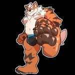 anthro bulge clothing feet foot_focus male nipples pawpads pecs solo underwear baiyushou nintendo pokemon arcanine canid canine generation_1_pokemon mammal pokemon_(species) 1:1 alpha_channel