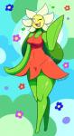 breasts clothed clothing dress female flower looking_at_viewer not_furry pink_eyes plant pose red_clothing red_dress simple_background smile solo shinyillusionz adelie_(kad) elemental_creature flora_fauna humanoid 2020 digital_media_(artwork) hi_res pinup