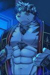 5_fingers accessory ainu_clothing anthro clothed clothing fingers headband humanoid_hands male muscular muscular_anthro muscular_male solo grausummon lifewonders tokyo_afterschool_summoners horkeu_kamui_(tas) canid canine canis mammal wolf 2018 colored