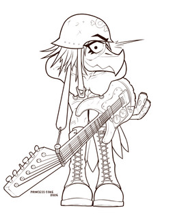 alternative_fashion anthro boots clothing combat_boots electric_guitar female footwear guitar looking_at_viewer musical_instrument plucked_string_instrument punk shoes solo string_instrument cocaine_(artist) conditional_dnp sixpack_marauder avian 4:5 absurd_res hi_res
