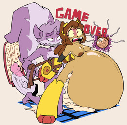 anthro anthro_on_anthro anthro_penetrated anthro_penetrating anthro_penetrating_anthro belly big_belly big_penis bodily_fluids bodyguard_position breasts brown_body brown_skin cervical_penetration cum cum_ballooning cum_everywhere cum_in_uterus cum_in_vagina cum_inflated_belly cum_inflation cum_inside distressed duo ejaculation female female_anthro female_penetrated forced forced_vaginal from_behind_position game_over gameplay_mechanics genital_fluids genitals huge_belly hyper hyper_inflation impregnation inflation internal internal_vaginal male male/female male_anthro male_penetrating male_penetrating_female messy nude nude_anthro nude_female nude_male ovum ovum_with_face penetration penile penile_penetration penis penis_in_vagina rape sex sperm_cell standing standing_sex tears uterus vaginal vaginal_penetration bav gameoverse glitch_productions gio_(da_goop) kit_bodega animal_humanoid cat_humanoid domestic_cat felid felid_humanoid feline feline_humanoid felis humanoid mammal mammal_humanoid mephitid skunk 2026 hi_res