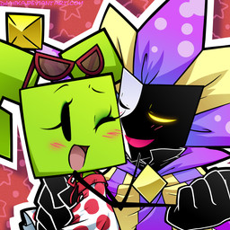 5_fingers black_eyes blush blush_lines clothing dress duo eyelashes eyes_closed eyeshadow eyewear eyewear_on_head female female_humanoid fingers floating_hands green_body green_eyeshadow green_hair green_skin hair hand_holding makeup male male/female male_humanoid not_furry one_eye_closed open_mouth open_smile outline pattern_background pattern_clothing pattern_dress pink_blush pink_tongue red_eyewear red_sunglasses simple_background smile spots spotted_clothing spotted_dress square_(anatomy) square_head sunglasses sunglasses_on_head text tongue white_outline dj-mika mario_bros nintendo paper_mario dimentio mimi_(paper_mario) humanoid 1:1 2015 artist_name digital_media_(artwork) url watermark
