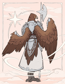 4_toes anisodactyl anthro armor armor_plates barefoot beak brown_body brown_feathers claws clothed clothed_anthro clothing feathered_wings feathers feet furgonomics halberd male melee_weapon plate_armor polearm rear_view solo standing tabard tail tail_feathers talons toe_claws toes weapon wings daarclaw elden_ring elden_ring_nightreign fromsoftware guardian_(nightreign) accipitrid accipitriform avian bird absurd_res hi_res