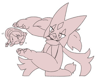3_fingers ambiguous_gender anthro cape chibi claws clothing duo finger_claws fingers floating flower_(anatomy) hat headgear headwear jagged_mouth mask open_mouth simple_background simple_eyes solo tail white_background white_sclera yakiniku628 nintendo pokemon juliana_(pokemon) generation_9_pokemon human mammal meowscarada pokemon_(species) monochrome
