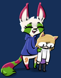 anthro big_ears blue_clothing blue_hoodie blue_topwear chibi clothing duo female hoodie makeup simple_background tail topwear transparent_background lostwisdom tsukihime type-moon danakara neco-arc canid canine fennec_fox fox mammal true_fox alpha_channel hi_res