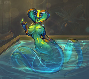 anthro apode breasts female female_anthro genitals legless looking_at_viewer nipples serpentine solo split_form vulva conditional_dnp elvche sila_(caedmonarcs) draconcopode naga reptile scalie snake 2023 digital_media_(artwork) hi_res