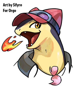 clothing collar eyewear fangs fire fur goggles grey_body grey_fur happy hat headgear headwear open_mouth red_clothing red_hat red_headwear teeth yellow_body yellow_eyes yellow_fur blitzdrachin conditional_dnp nintendo pokemon generation_2_pokemon monster pokemon_(species) typhlosion headshot_portrait hi_res portrait