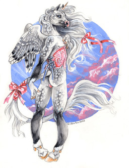 accessory anthro black_body black_feathers black_fur bow_ribbon clothed clothing cloud corset feathered_wings feathers femboy fur furgonomics grey_body grey_feathers grey_fur hair hair_accessory hair_bow hair_ribbon horn lingerie looking_at_viewer looking_back male pink_nose ribbons sky solo tail tail_accessory tail_bow tail_ribbon topwear twilight white_body white_feathers white_fur white_hair wind wings heather_bruton mythology equid equine mammal mythological_creature mythological_equine winged_unicorn 2022