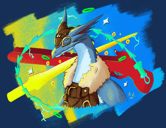 armor blue_body eyewear feral goggles gold_(metal) gun headgear leather male melee_weapon ranged_weapon scarf shotgun solo sword weapon whip white_chest youmadsin european_mythology ishura mythology alus_the_star_runner dragon mythological_creature mythological_scalie scalie western_dragon wyvern alpha_channel hi_res