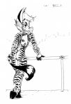 anthro butt clothed clothing male simple_background skimpy solo stripes tail white_background ferris equid equine mammal zebra 1998 black_and_white monochrome traditional_media_(artwork)