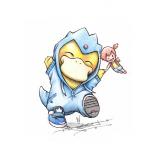 ambiguous_gender clothing cosplay costume evolutionary_family feral footwear hoodie jacket pokemon_costume shoes solo topwear itsbirdyart nintendo pokemon avian bird generation_1_pokemon golduck pokemon_(species) psyduck 1:1 colored_pencil_(artwork) traditional_media_(artwork)