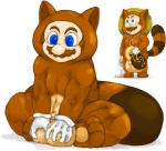 balls big_balls clothing costume facial_hair flaccid genitals huge_balls hyper hyper_balls hyper_genitalia male mustache penis solo tanuki_costume unknown_artist mario_bros nintendo mario tanuki_mario canid canine human mammal raccoon_dog tanuki