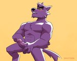 anthro balls bite biting_lip blush chest_tuft claws erection finger_claws food fur genitals holding_penis humanoid_genitalia humanoid_penis male male_anthro meat nude penis purple_body purple_fur simple_background solo tools tuft vein veiny_penis yellow_background draftgon cartoon_network mythology ok_k.o.!_let's_be_heroes bernard_(ok_k.o.!_lbh) canid canine canis mammal mythological_canine mythological_creature werecanid werecanine werecreature werewolf wolf 5:4 absurd_res hi_res