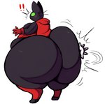 big_butt black_body butt butt_slap butt_smack cape clothing disembodied_hand duo exclamation_point gloves green_eyes handwear huge_butt hyper hyper_butt male red_cape red_clothing red_gloves red_handwear slap solo_focus spanking surprise surprised_expression thick_thighs wide_hips atsuineko cartoon_network mao_mao:_heroes_of_pure_heart sheriff_mao_mao_mao domestic_cat felid feline felis mammal 2022 hi_res