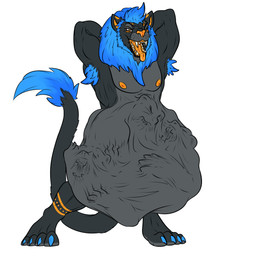 abdominal_bulge anthro armpit_hair belly bodily_fluids body_hair bulge claws detailed_bulge digestion_implied drooling grin hands_behind_head implied_fatal implied_snuff imprint larger_pred looking_at_viewer male male_pred muffled multiple_prey oral_vore paws predator/prey prey_imprint prey_outline saliva size_difference smile soft_vore spread_legs spreading squirming stretchy_belly struggling struggling_prey tail tight_belly tongue tongue_out vore conditional_dnp samagthrav2 bear felid lion mammal pantherine absurd_res hi_res