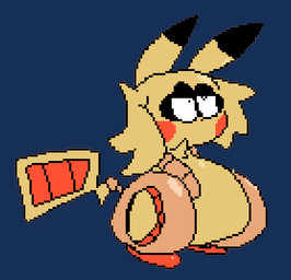 ambiguous_anthro ambiguous_gender anthro belly black_ear_tips blonde_hair cheek_spots chest_tuft different_sized_pupils dipstick_ears dot_nose ear_markings glistening glistening_belly glistening_body glistening_head glistening_legs hair lidded_eyes lightning_tail monotone_hair mouthless multicolored_ears narrowed_eyes orange_body side_view simple_background solo standing transparent_background tuft wide_hips yellow_body yellow_ears yellow_tuft meatcanister nintendo pokemon daniel_(meatcanister) generation_1_pokemon pikachu pokemon_(species) robot_anthro 2026 alpha_channel digital_media_(artwork) english_description full-length_portrait pixel_(artwork) portrait male_(lore)