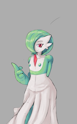 areola clothed clothed_female clothed_humanoid clothing female female_humanoid fingers flat_chested front_view green_areola green_body green_hair green_nipples grey_background hair hair_over_eye humanoid_hands looking_at_viewer medium_hair narrowed_eyes nipples pseudo_clothing red_eyes seductive simple_background smile solo standing white_body caldinie1 nintendo pokemon gardevoir generation_3_pokemon humanoid pokemon_(species) absurd_res colored hi_res portrait shaded three-quarter_portrait