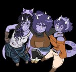 3_horns anthro big_breasts breasts clothing female group hair horn multi_horn overalls purple_body purple_eyes purple_hair purple_scales scales shirt simple_background square_crossover sweater tank_top topwear transparent_background trio bestdayever2233 coolbug witchpanda cavemanon_studios snoot_game sera_(snoot_game) ceratopsian dinosaur ornithischian prehistoric_species reptile scalie triceratops absurd_res alpha_channel artist_collaboration digital_media_(artwork) hi_res