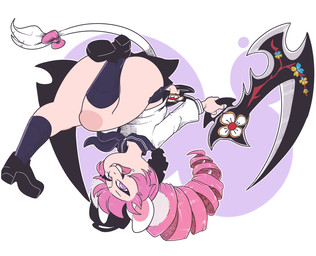 accessory bow_(feature) bow_accessory bow_ribbon buckteeth clothed clothing dual_wielding eyelashes footwear fur furgonomics hair holding_object holding_weapon humanoid_hands kerchief legwear light_body light_skin long_tail melee_weapon neckerchief neckwear open_mouth open_smile pale_skin pink_hair pink_tongue pupils purple_eyes purple_pupils ribbons school_uniform shoes smile solo stockings tail tail_accessory tail_bow tail_ribbon teeth tongue tongue_out uniform upside_down upskirt weapon white_body white_fur nuclearwasabi tera_online neonatta animal_humanoid elin humanoid mammal mammal_humanoid mouse_humanoid murid murid_humanoid murine murine_humanoid rodent rodent_humanoid hi_res