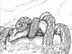 animal_genitalia anthro coiling dialogue duo eyes_closed feet fully_sheathed genitals male muffled nose_wrinkle nude pinned plant restrained sheath spread_toes struggling text toes tree vellum canid canine canis mammal python reptile scalie snake wolf 4:3 english_text graphite_(artwork) monochrome pencil_(artwork) sketch traditional_media_(artwork)